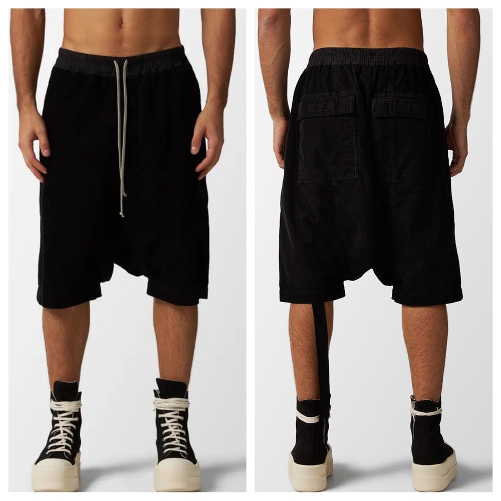 Rick Owens Drawstring Pods Black Shorts